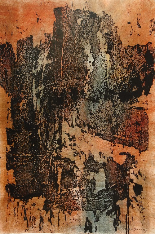 Folge farbige Materialdrucke oder ohne Titel, 2003, Materialdruck, Pigmente, Chinatusche, Rohrfeder, Japan Papier (Bütten) 96,0 × 63,5 cm (WV 01517)